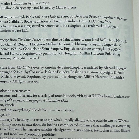 Every Thing Every Thing Hardcover Nicola Yoon 2015 - Picture 6 of 6